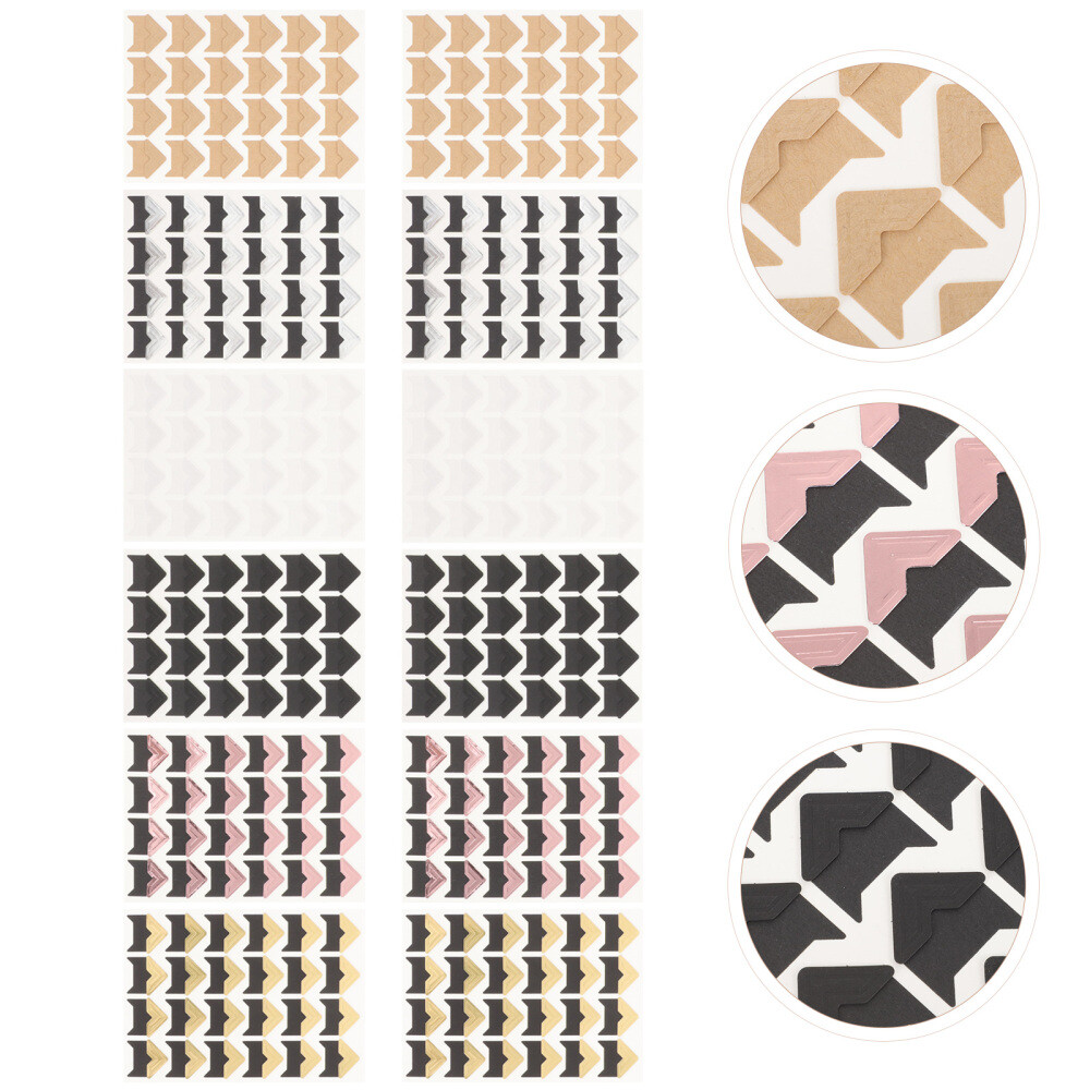 12 Sheets Photo Corner Stickers Double Sided Tape Adhesive Album Scrapbook