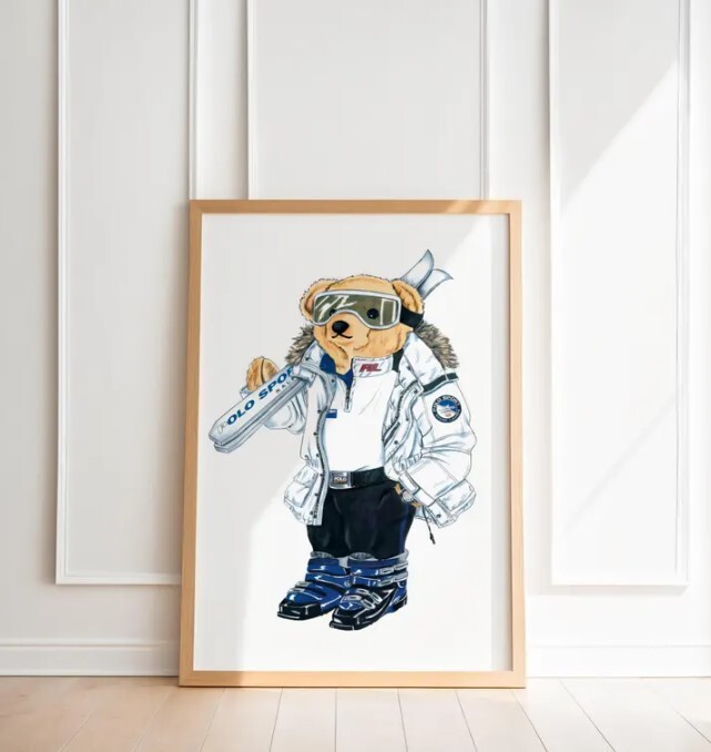 Polo Bear Wall Art Poster, Fashion Magazine Poster