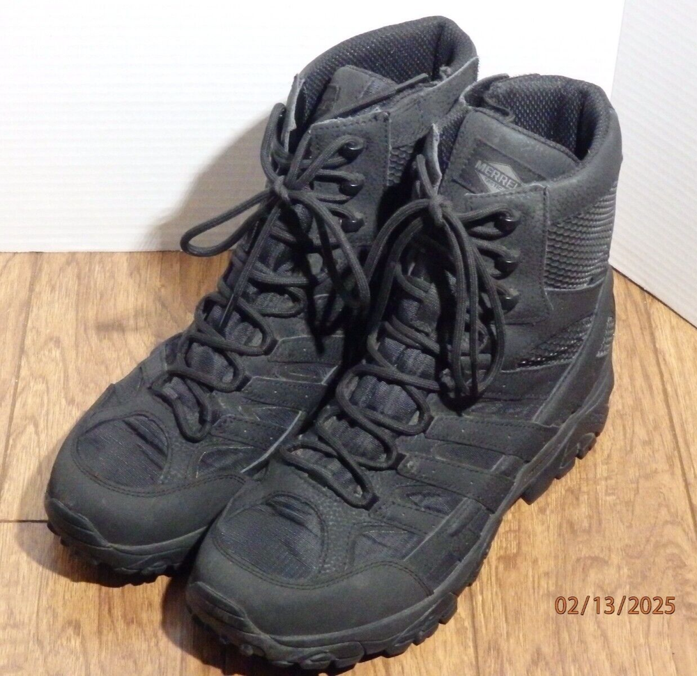 Merrell Boots Moab 2 Vibram Black Tactical Hiking Side Zip J15845 Men's Size 11