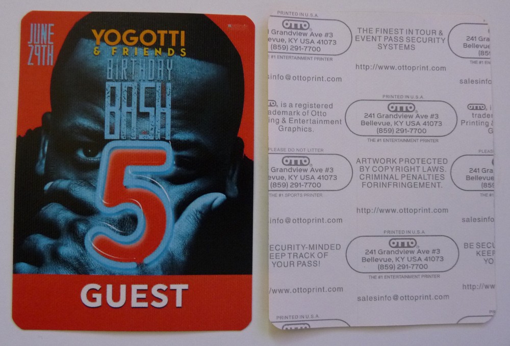 Yo Gotti Birthday Bash 5 2017 Concert Guest Access Backstage Pass D3
