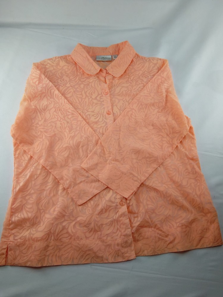 Petite Peach Button Up Blouse Size PL by Studio Works