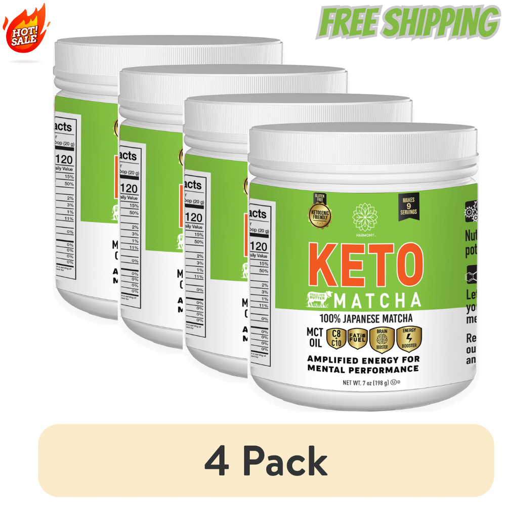 4 Pack Frozen Bean Keto Matcha Green Powdered Tea 7oz 4 Pk Gluten-Free Delicious