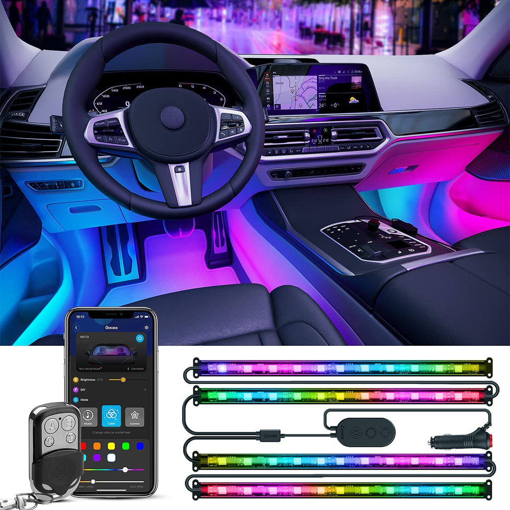 Interior RGBIC Car Lights with Smart App Control, LED Lights for Cars with Music