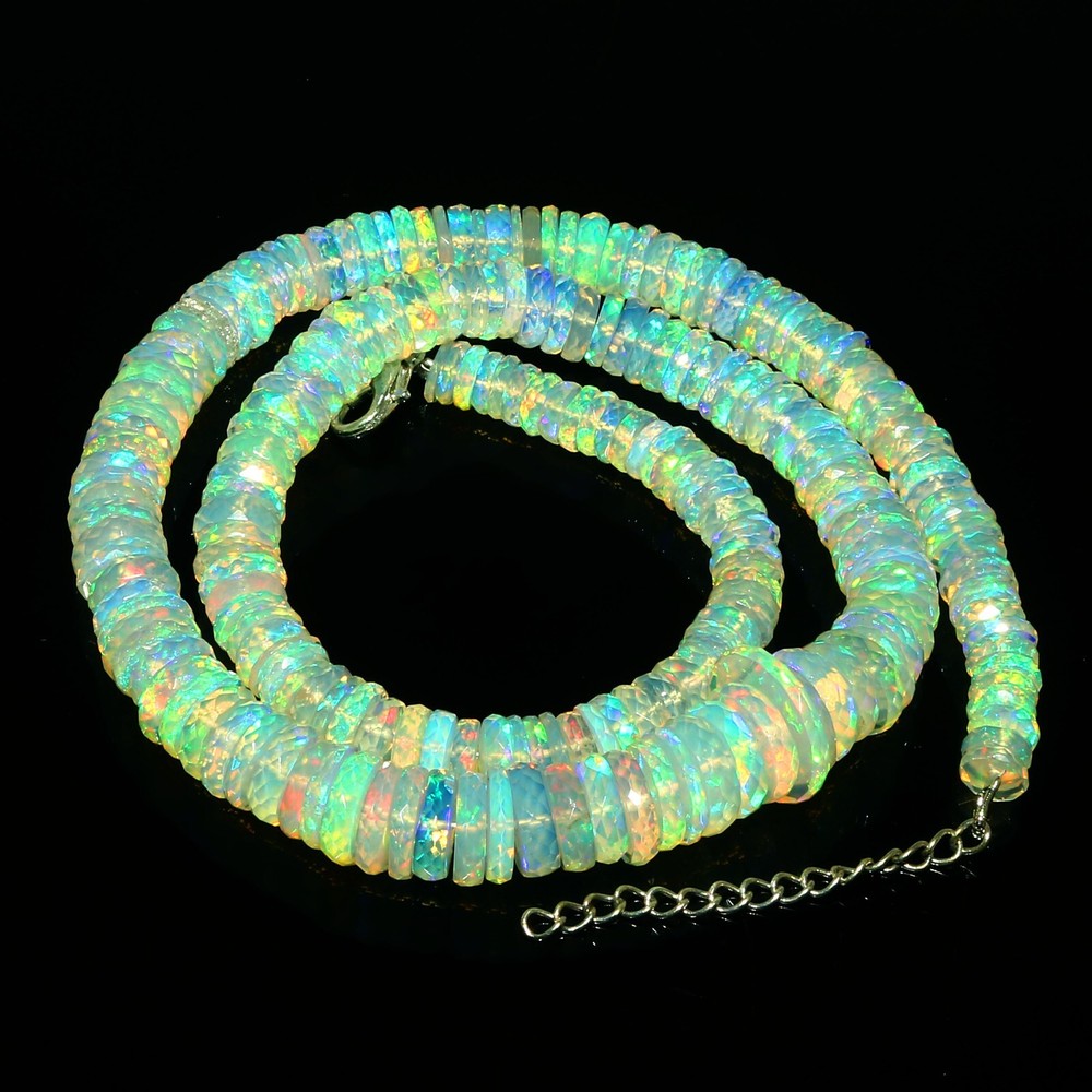 Opal Beads Faceted Natural Necklace Ethiopian Jewelry Gemstone Fire opal @379