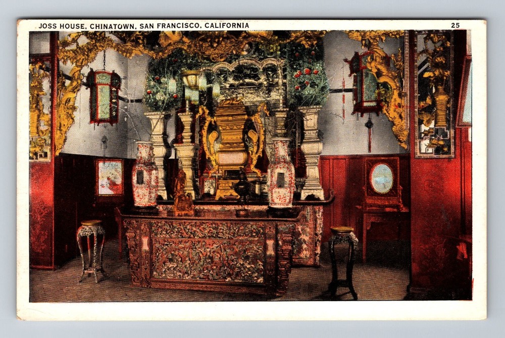 Vintage 1933 San Francisco Chinatown Joss House CA California Postcard