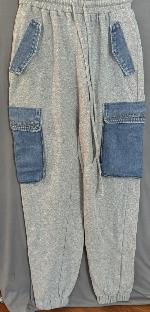 Rehab Lab Women’s Cargo Joggers Size Small Denim Pockets Soft