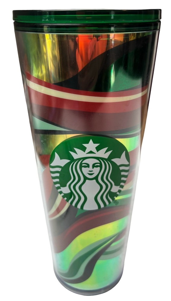 Starbucks 2021 Holiday Collection Swirl Pattern Cold Cup 24 oz Lid No Straw