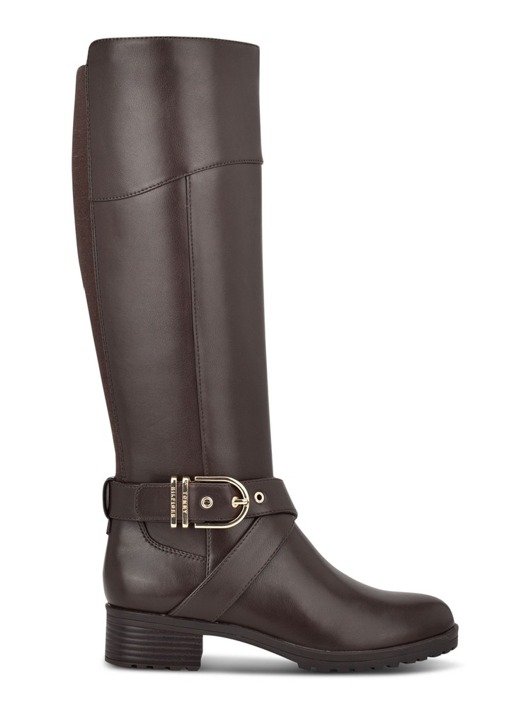 TOMMY HILFIGER Womens Brown Ankle Strap Buckle Accent Riding Boot 5 M