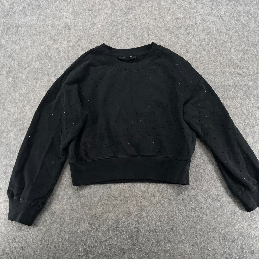All Saints Helene Sparkle Cotton Sweatshirt Size S Black