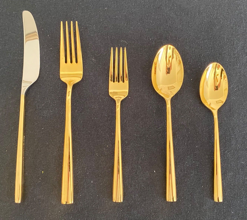 KATE SPADE LENOX Malmo Gold 5-Piece Place Setting~18/10 Stainless Steel