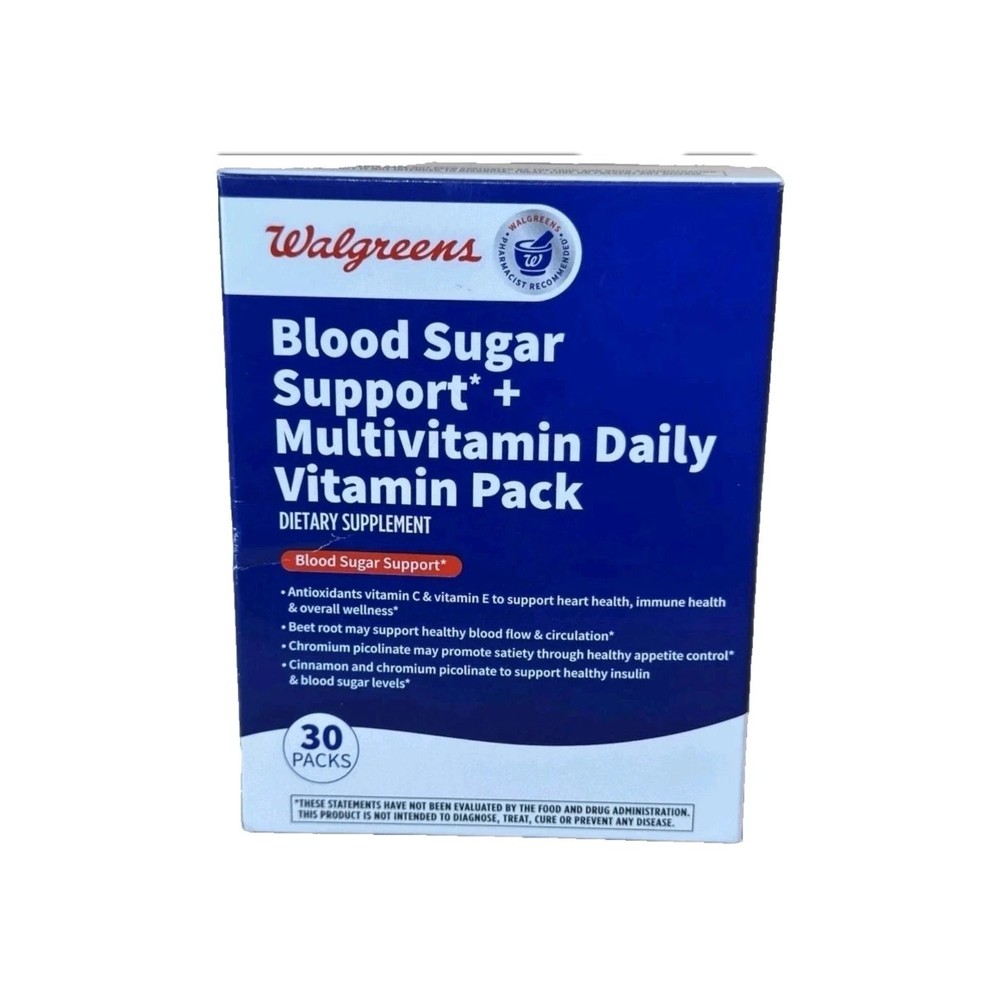 Walgreens Blood Sugar Support Multivitamin 30 Packs Exp Jan 2026
