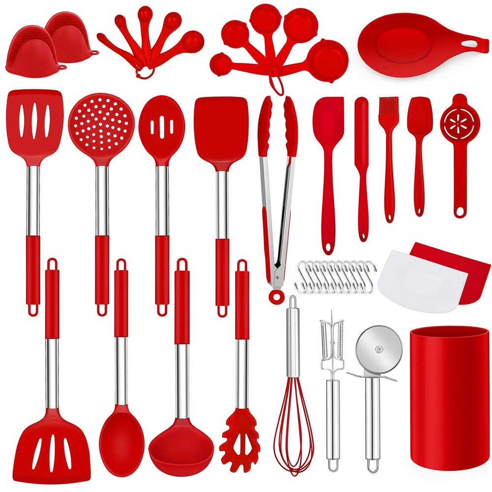 43 Pcs Kitchen Cooking Utensils Set, Silicone Cooking Utensils Spatula Set wi...