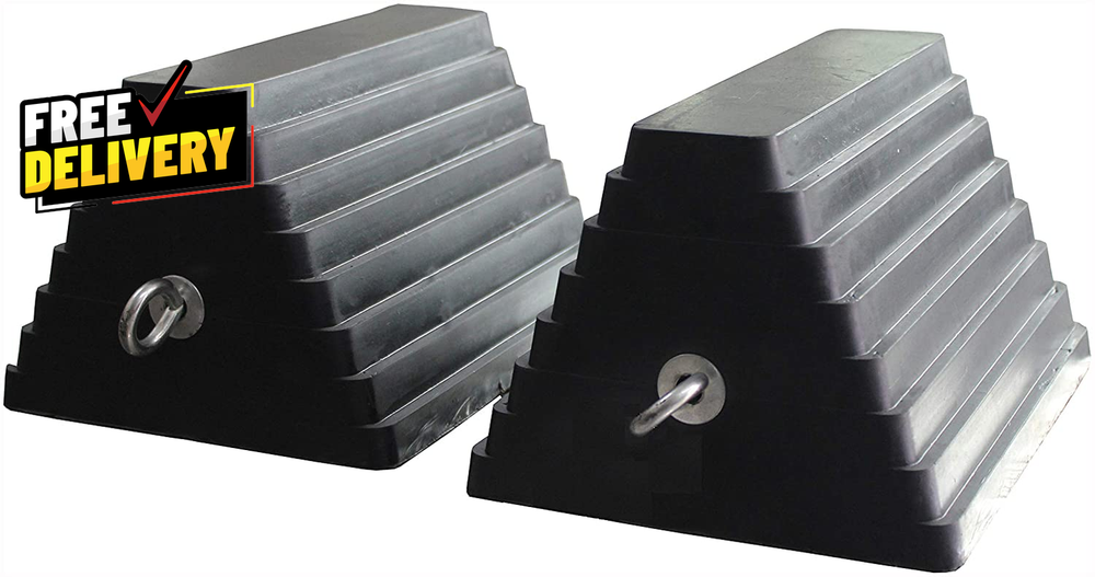 Rubber Wheel Chocks 2 Pack Heavy Duty All-Weather Non-Slip Oil-Resistant with...