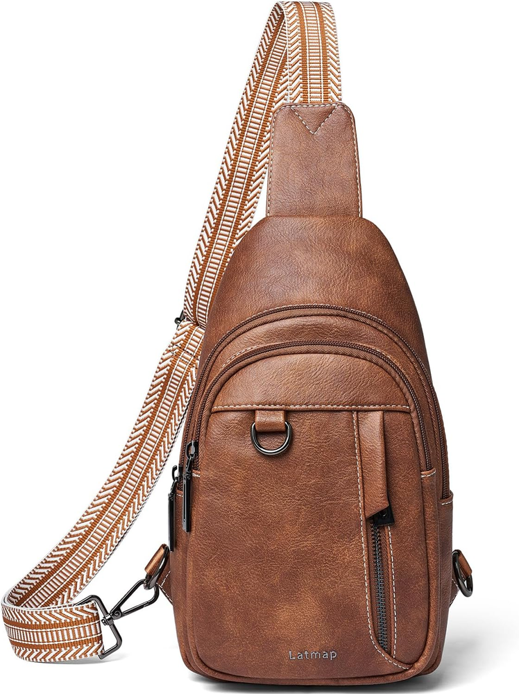 7L Leather Anti-Theft Sling Bag for Women and Men Small Daypack Fanny Pack