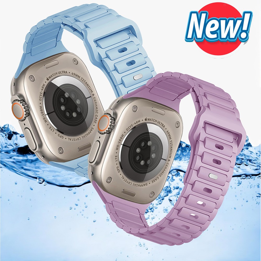 Soft Silicone Watch Band Divers Replacement Strap For Apple Watch Series 10/9/8