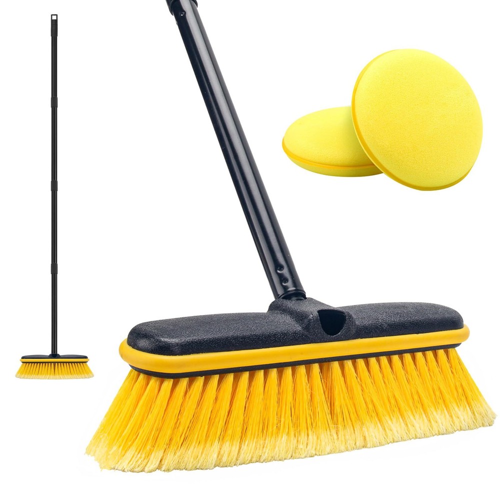 Long Handle Car Wash Brush 55'' Soft Bristles for RV Boat Truck Cleaning