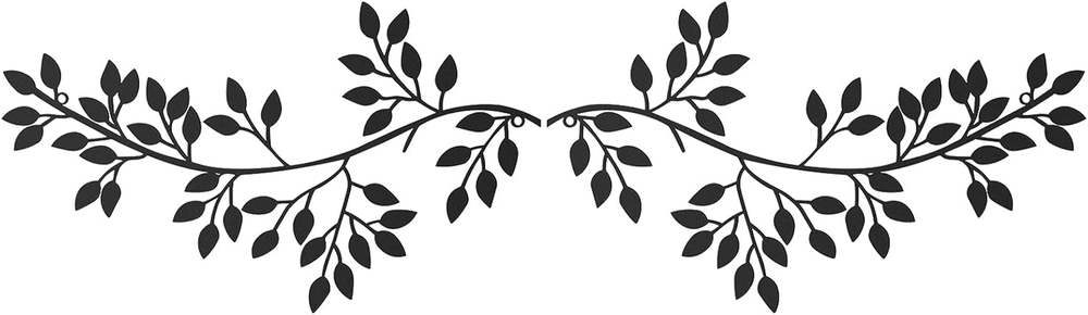 2 Pieces Metal Tree Leaf Wall Decor Vine Olive Branch Leaf Wall Art Wrought Iron