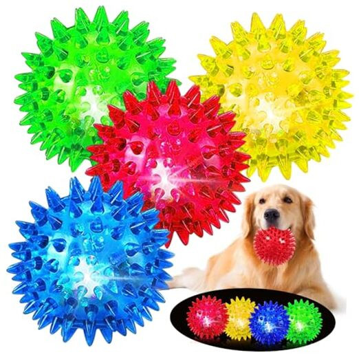 Light Up Squeaky Dog Balls: Led Dog Balls for Aggressive Chewers Large Chew