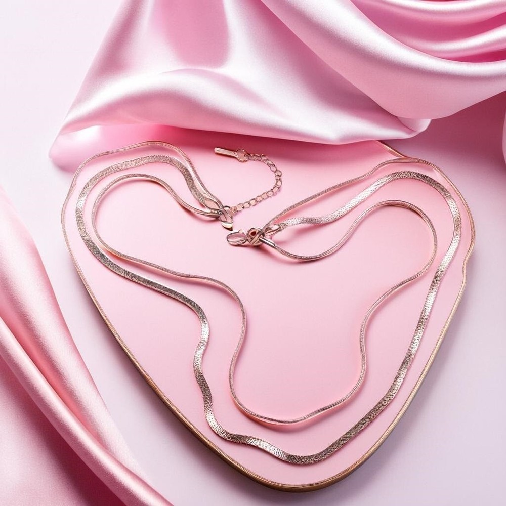 Layered Herringbone Chain Necklace Minimalist Gift for Her