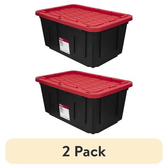 Hyper Tough 27-Gallon Large Storage Bin 2-Pack Heavy Duty Plastic Container  