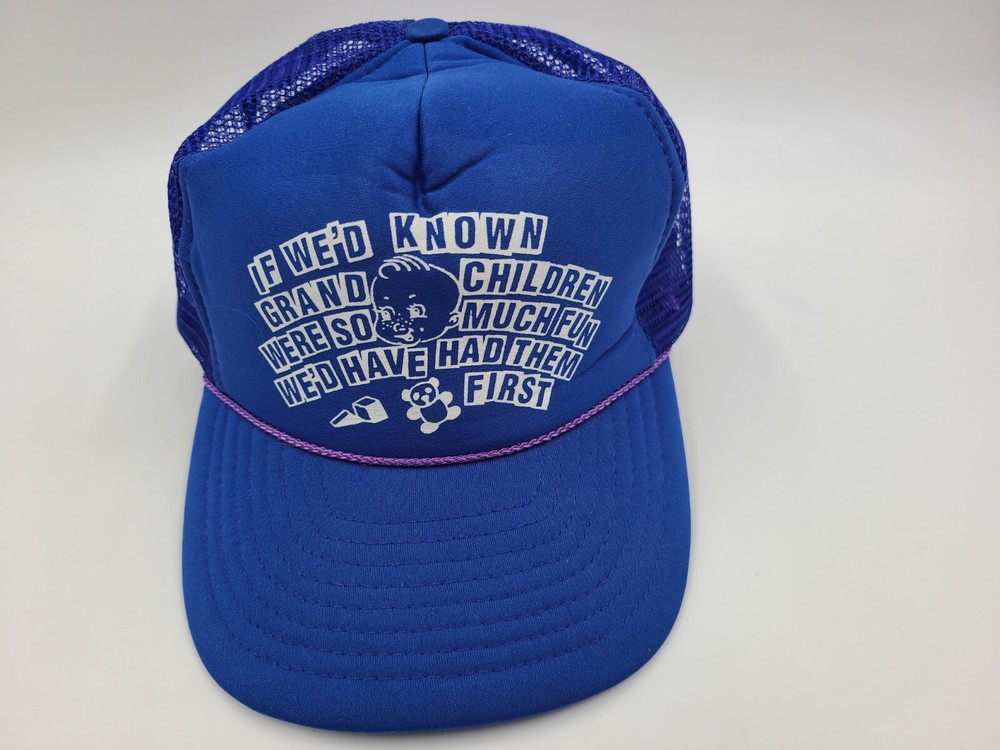 Vintage Grand Children If We'd Known Fun Funny Joke Humor Mesh Snapback Hat Cap