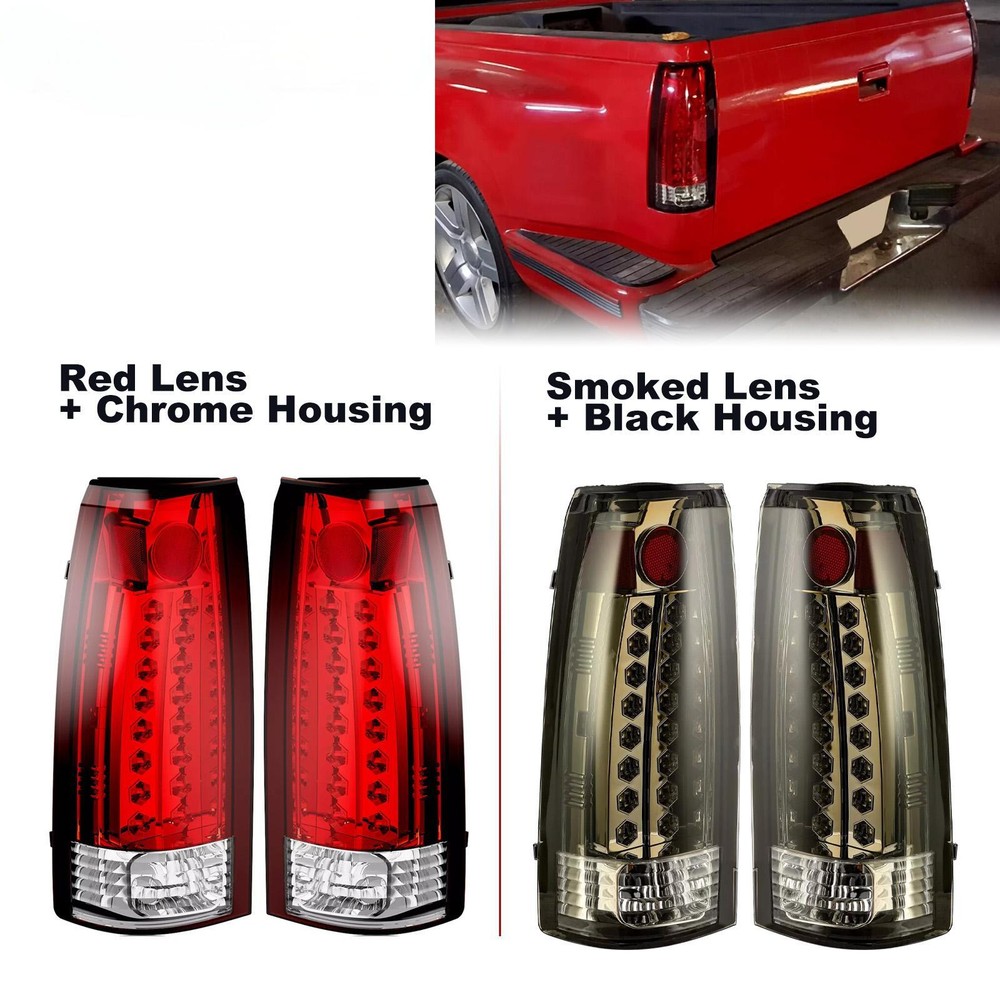 Smoked Red LED Tail Lights for Chevy C/K 1500 2500 3500 1988-1999