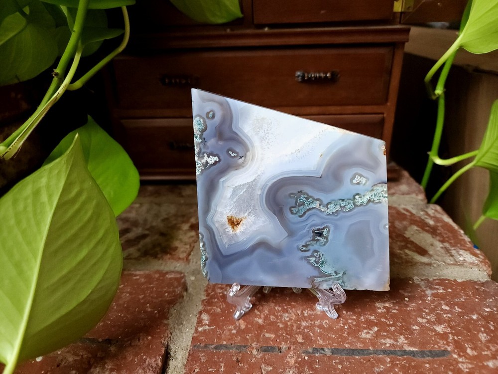 Moss Agate Natural Crystal Slab for Healing and Decor