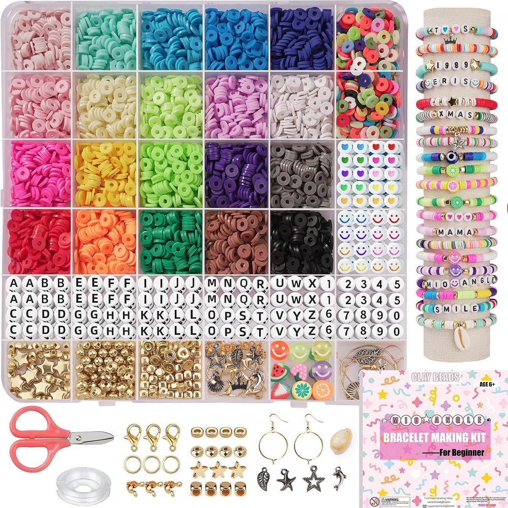 Mio Angle Bracelet Making Kit with 5000Pcs Preppy Polymer Beads for Beginners