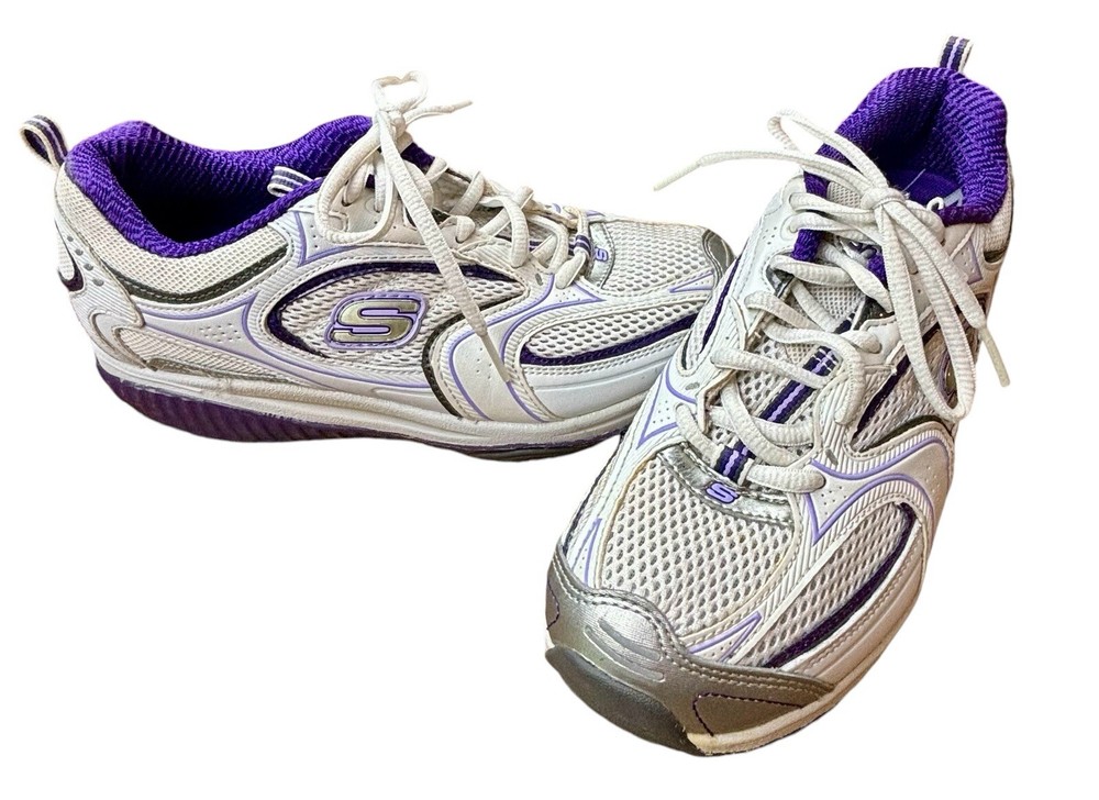 Skechers Shape Ups Women’s Size 6.5 Walking Toning Shoes Purple White 12320