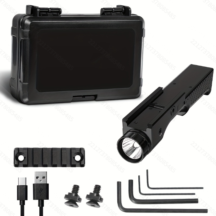 1000LM tactical rifle flashlight with red laser sight combo handle, Picatinny