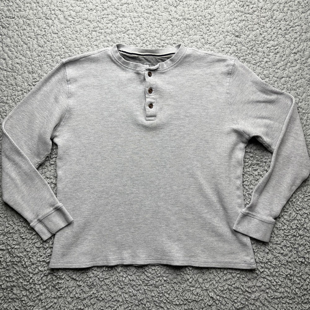 Members Mark Henley Thermal Shirt Mens Large Gray Soft Wash Base Layer-image