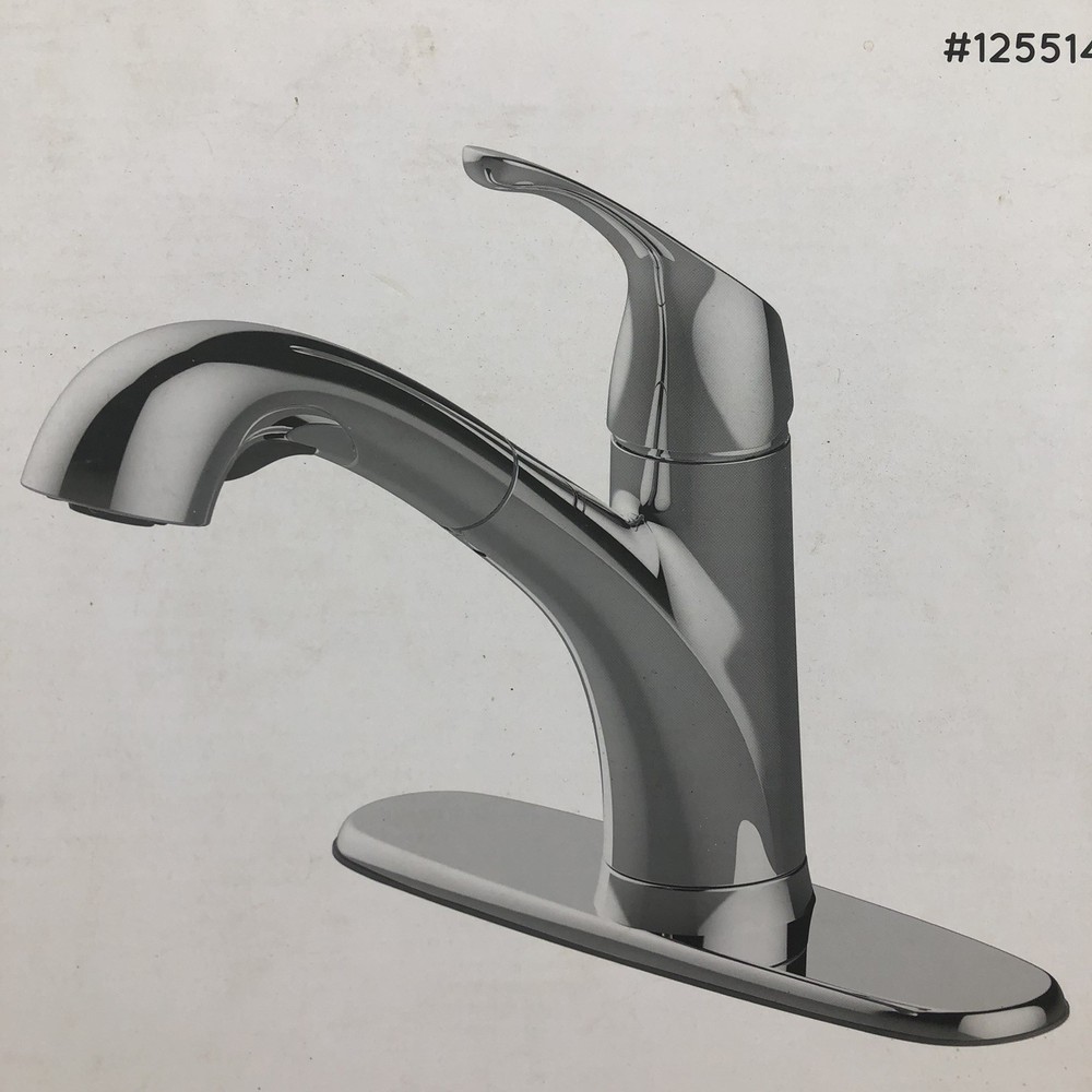 Stainless Steel PVD 1-Handle Deck Mount Pull-out Kitchen Faucet 67737-2001