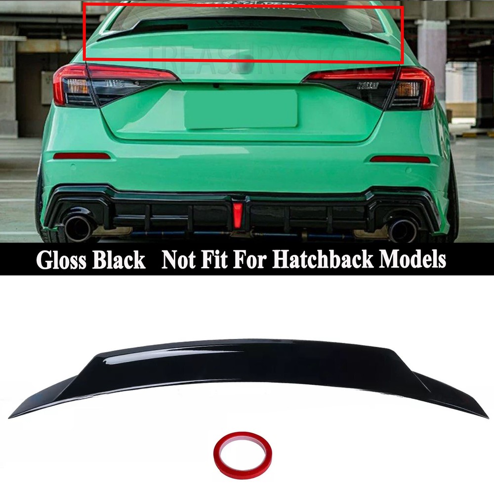 Honda Civic Sedan 2022-2024 V3 Gloss Black Duckbill High Kick Trunk Spoiler Wing  