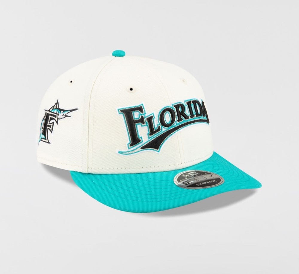 New Era Felt X Florida Marlins Butterfly 9Fifty Snapback Hat $46