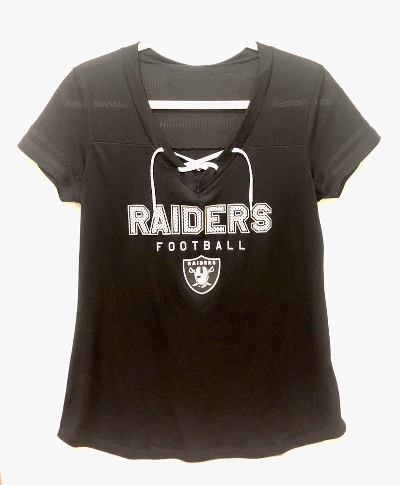 Women’s NFL Raiders Black Fitted Short Sleeve Shirt Size Large