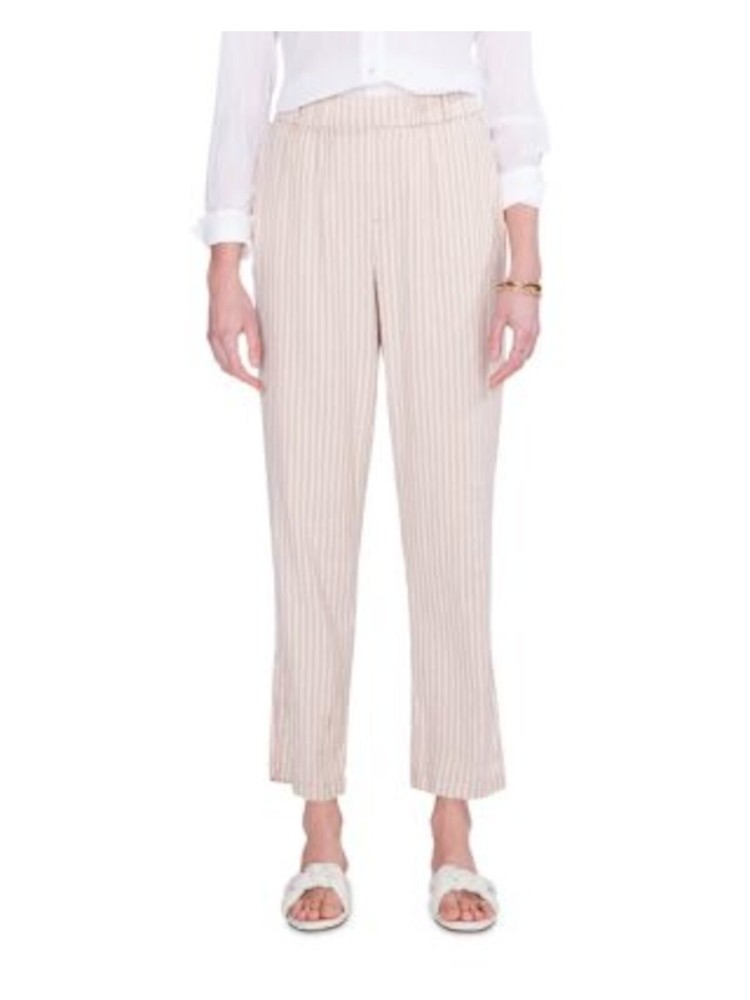 NIC+ZOE Womens Beige Pocketed Faux Fly Elastic Waist Ankle Straight leg Pants 12