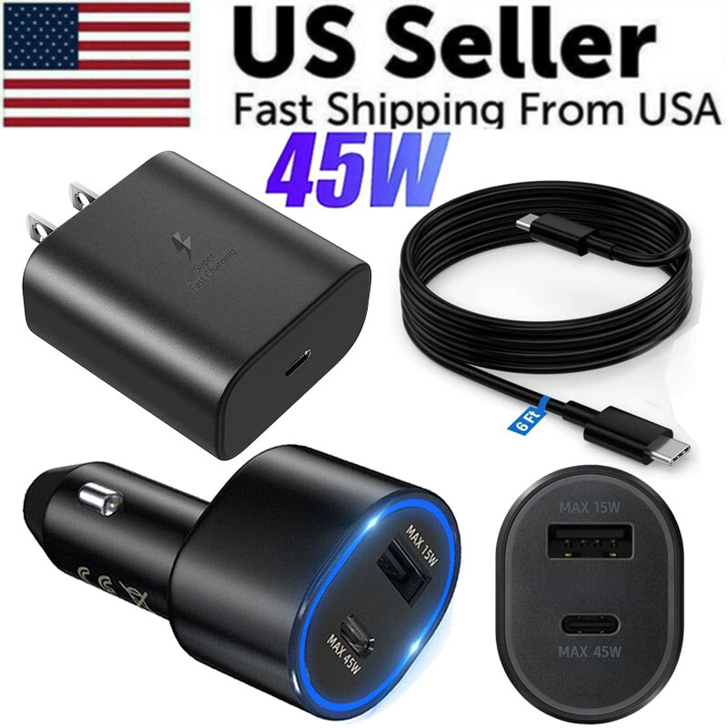 Original 45W Fast Car Charger USB-C Cable For Samsung S25 S24 FE S23 S22 Ultra