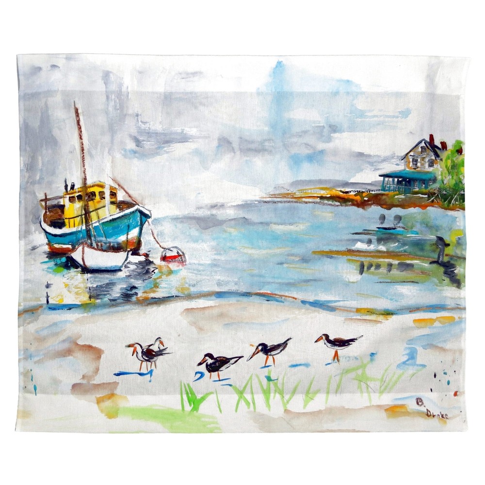 Betsy Drake Boats & Sandpipers Outdoor Wall Hanging 24x30