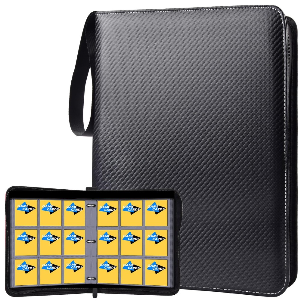 Portable 9-Pocket Trading Card Binder, Holds 990 Cards with 55 Removable Doub...