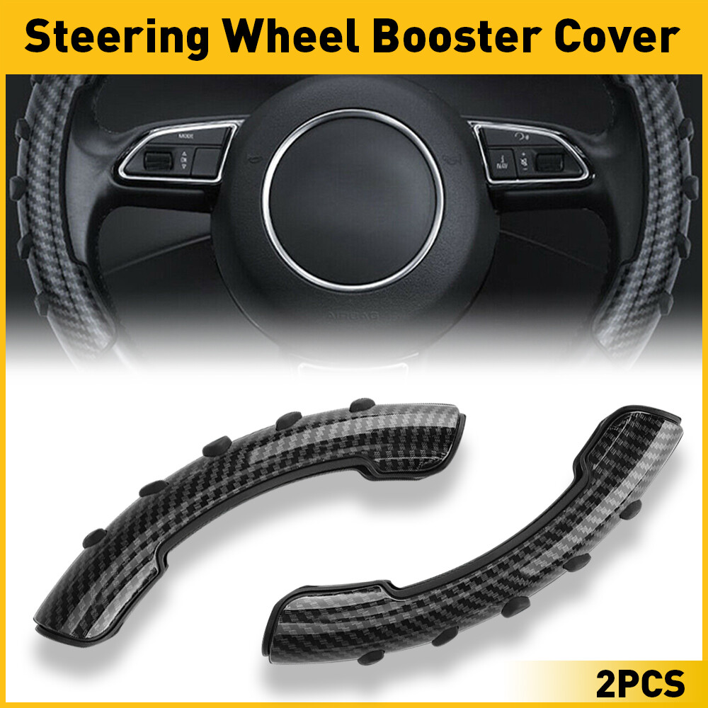 2x Non-Slip Carbon Fiber Steering Wheel Covers Universal Fit Booster Accessories