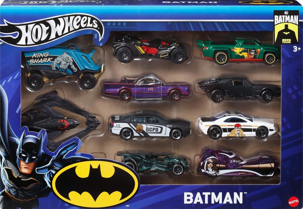 Toy Cars, 10-Pack of Batman-Themed 1:64 Scale Die-Cast Vehicles, Popular Hero...