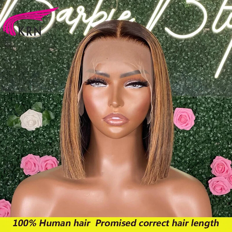 Straight Bob Ombre Brazilian Lace Front Wig with Transparent Hairline