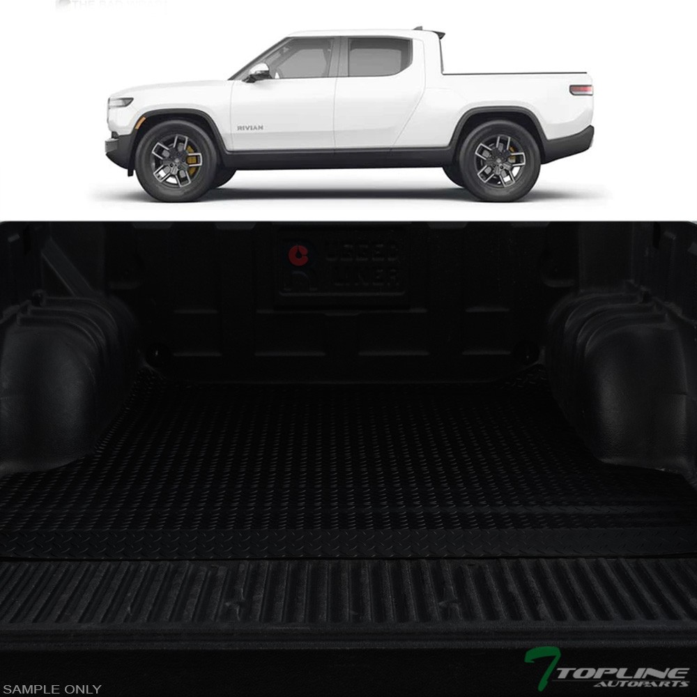 TLAPS For 2022-2026 Rivian R1T 4.5 Ft Rubber Truck Bed Trunk Mat Liners - Black