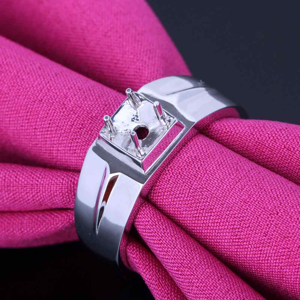 Silver 925 New Party Jewelry Man Wedding Style 4.5mm Round Semi Mount Fine Ring