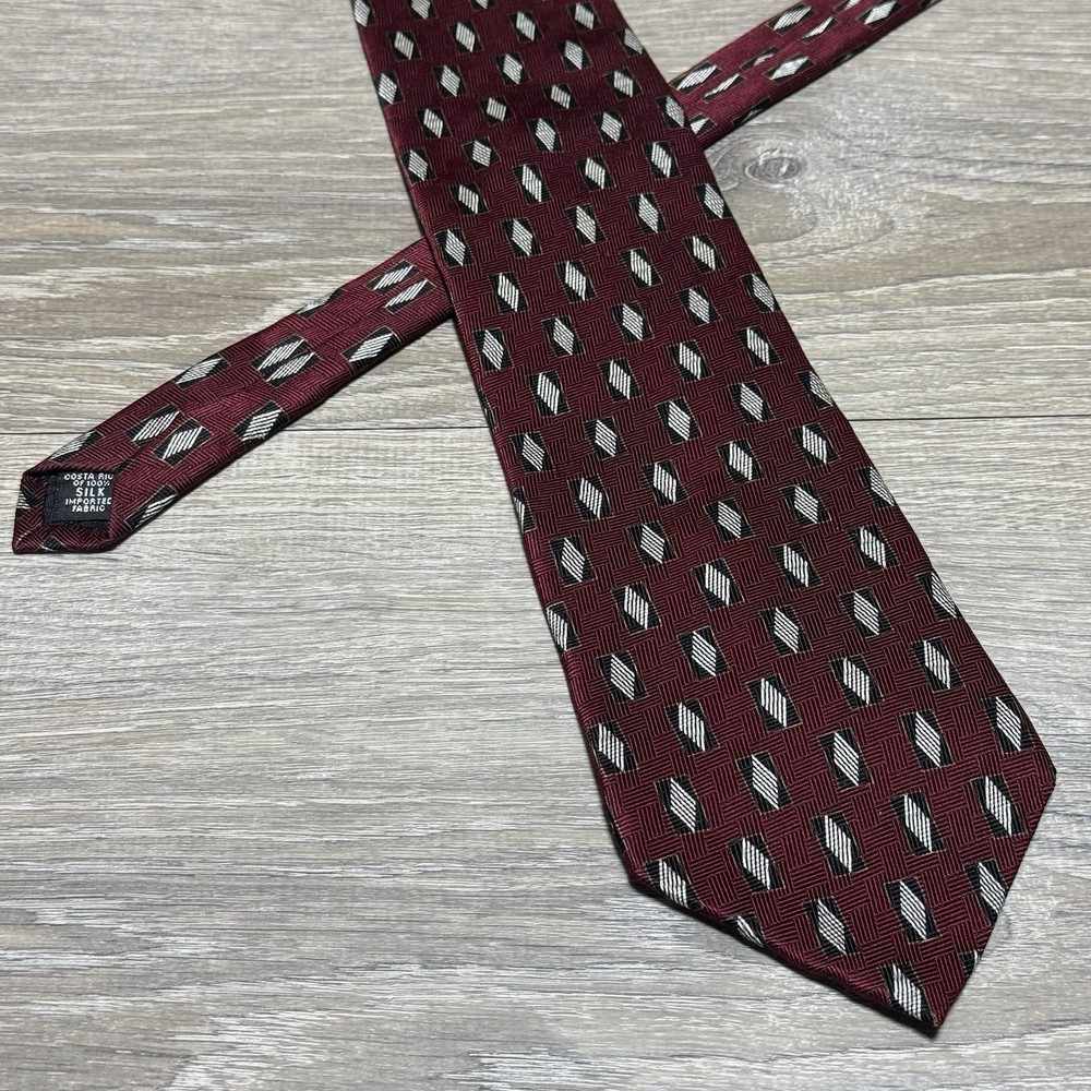 Neo Bill Blass Handmade Luxury 100% Silk Neck Tie for Men 58”L 4”W Red Black Sil