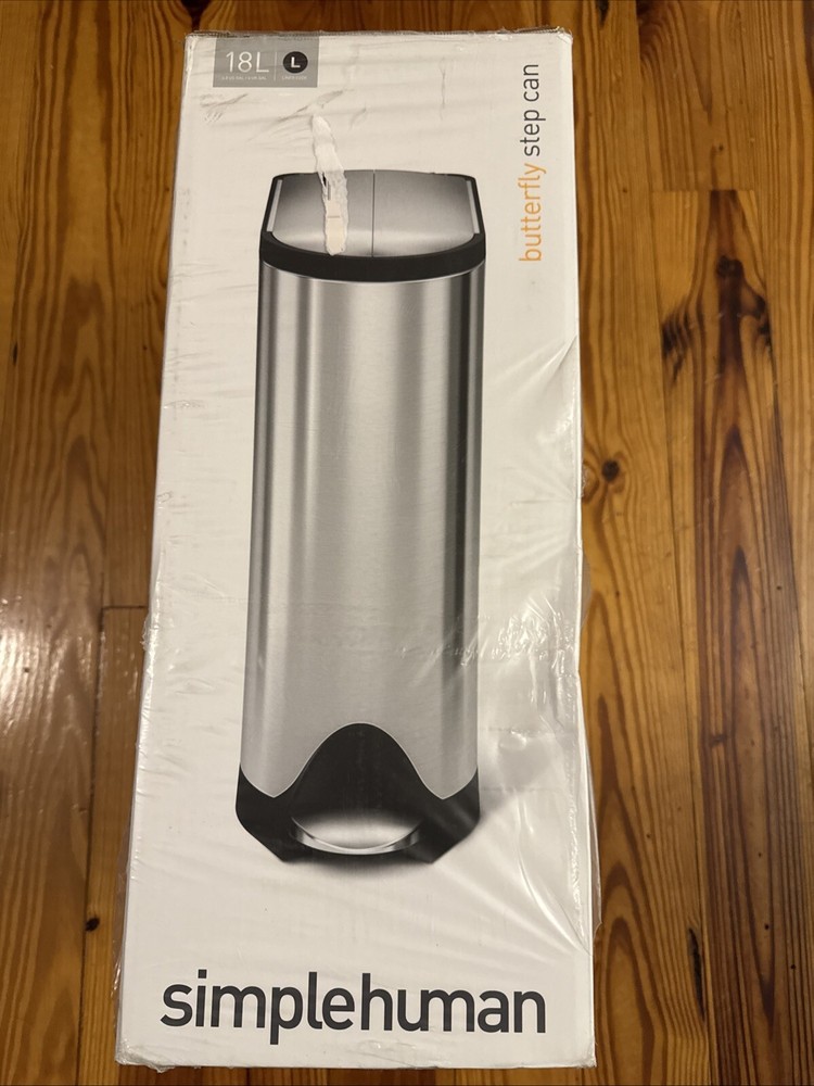 simplehuman 18 Liter / 4.8 Gallon Butterfly Lid Kitchen Step Trash Can