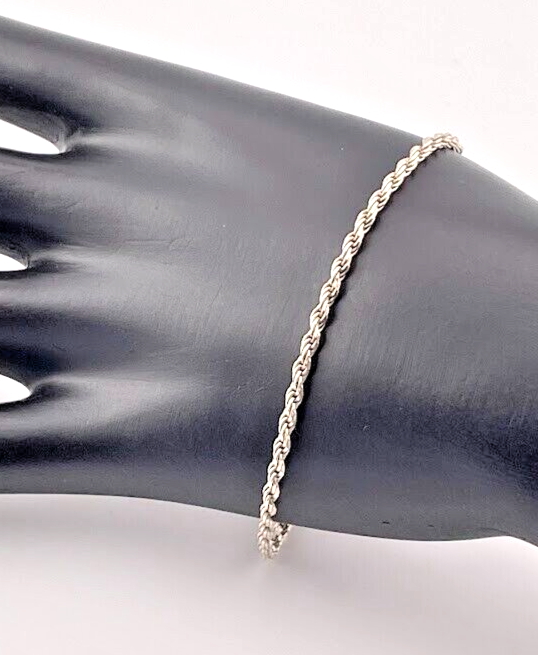 AZ ITALY 925 STERLING SILVER 2.1MM ROPE CHAIN BRACELET ANKLET 9