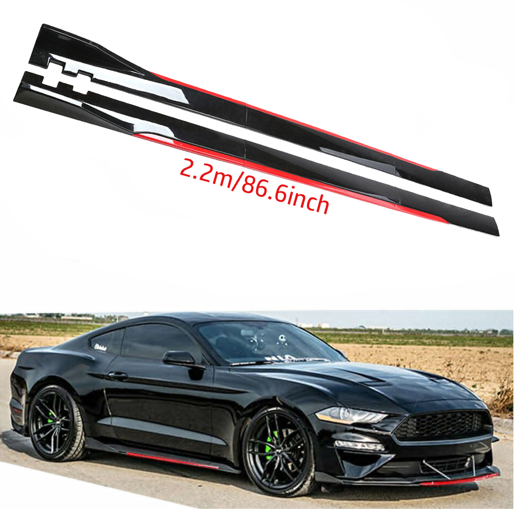 For Ford Mustang Side Skirt Extension Body Kit Splitter Spoiler Glossy G++