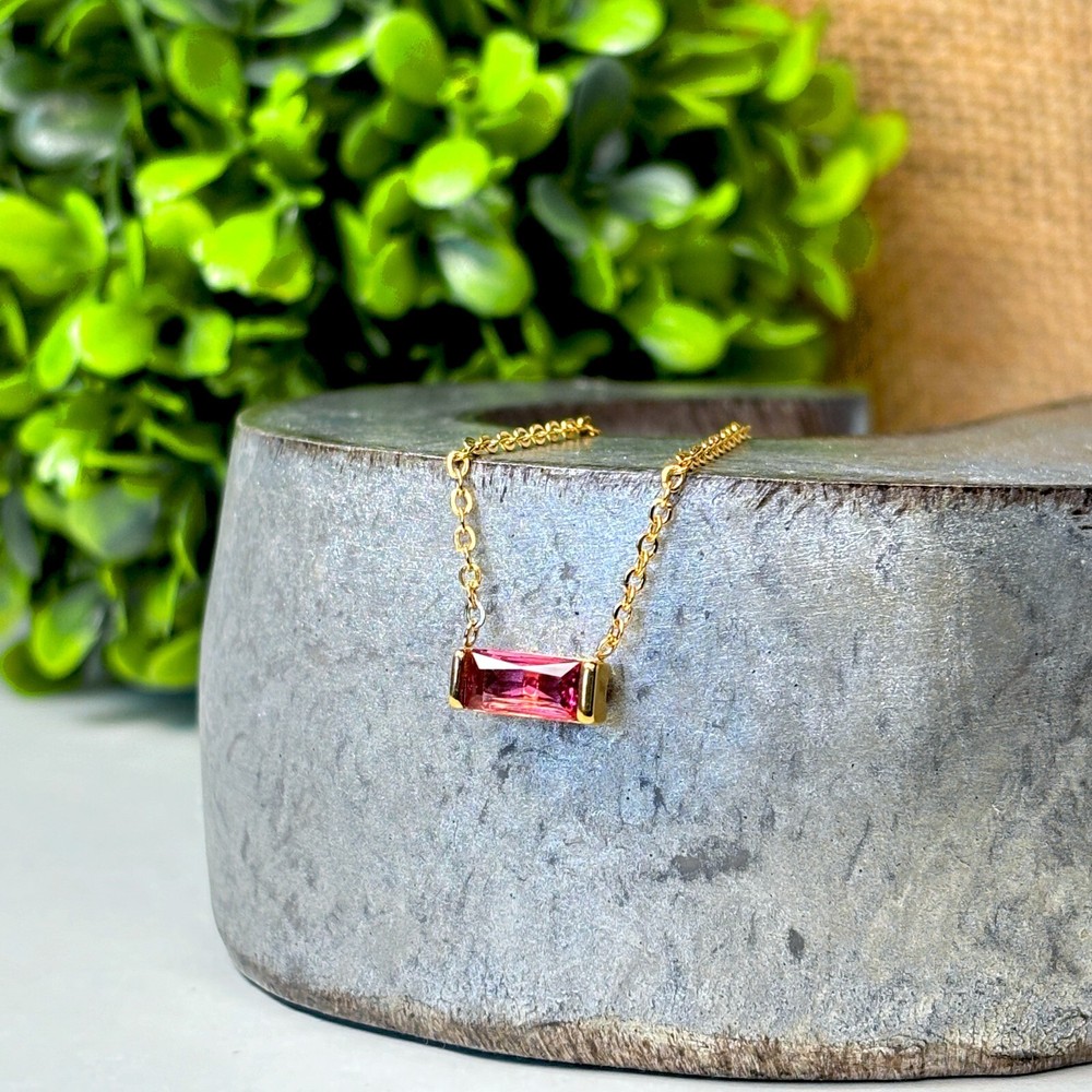 14k Gold Ruby Necklace – July Birthstone Jewelry – Minimalist Dainty Pendant