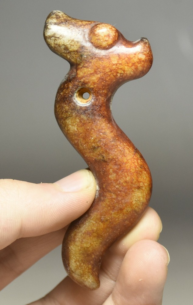 8CM Hongshan Culture Ancient Jade Beast Face Amulet Pendant